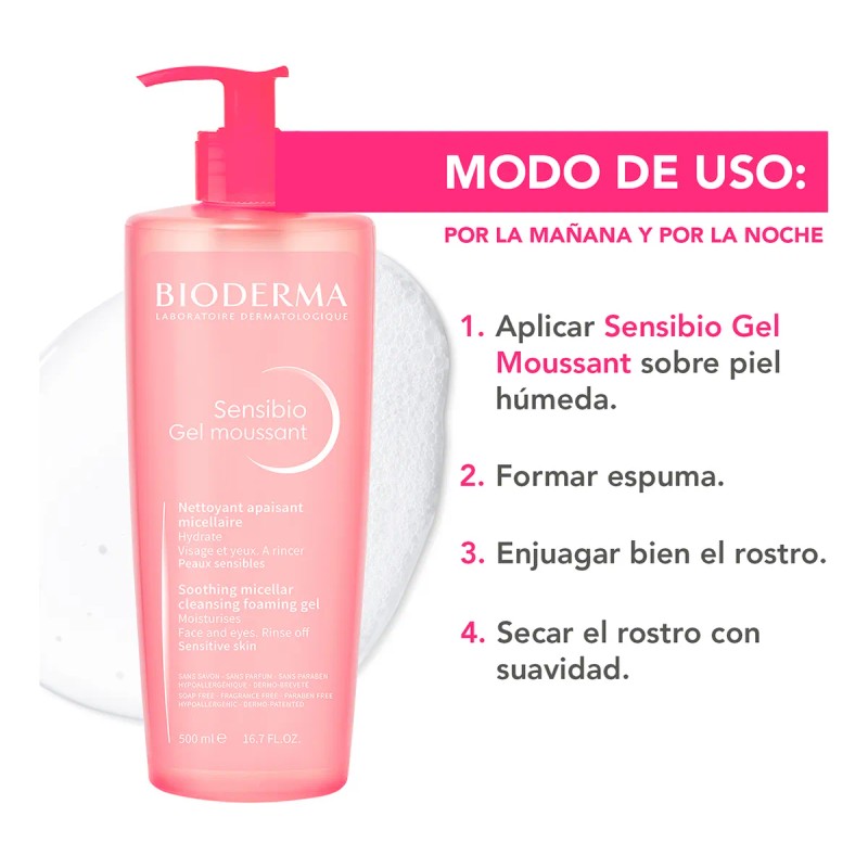 Bioderma Sensibio Gel Moussant, Gel Micelar Limpiador, 500ml