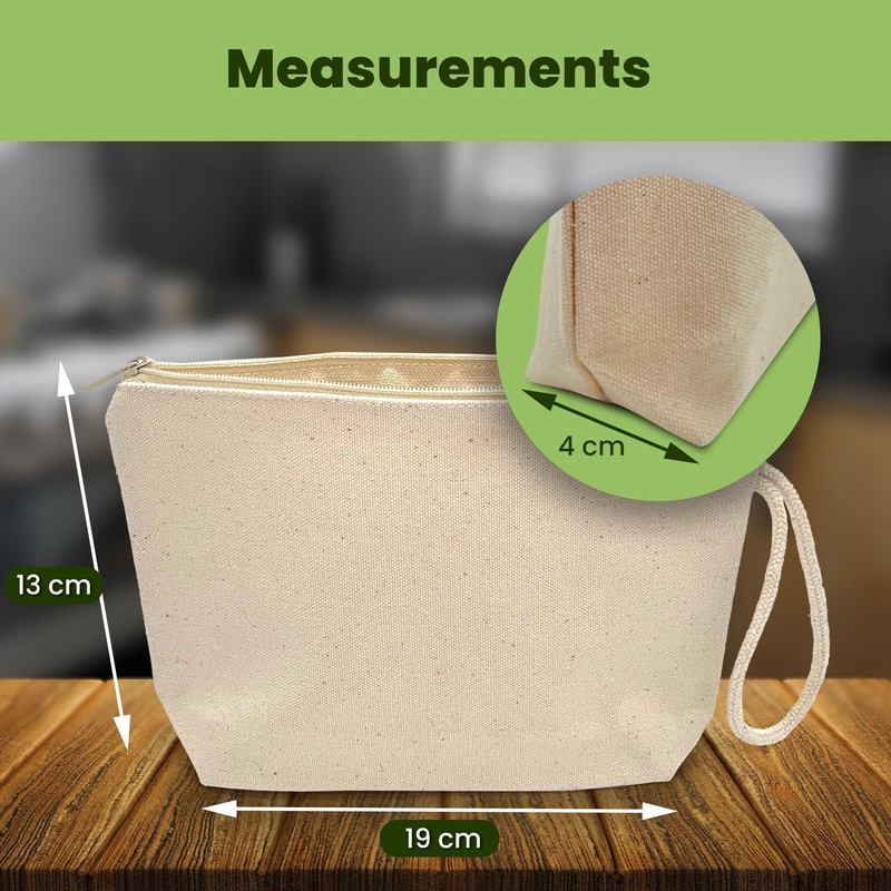 Plain 100% Cotton Canvas Multi-Purpose Wash, Toiletry, Cosmetic, Make Up
