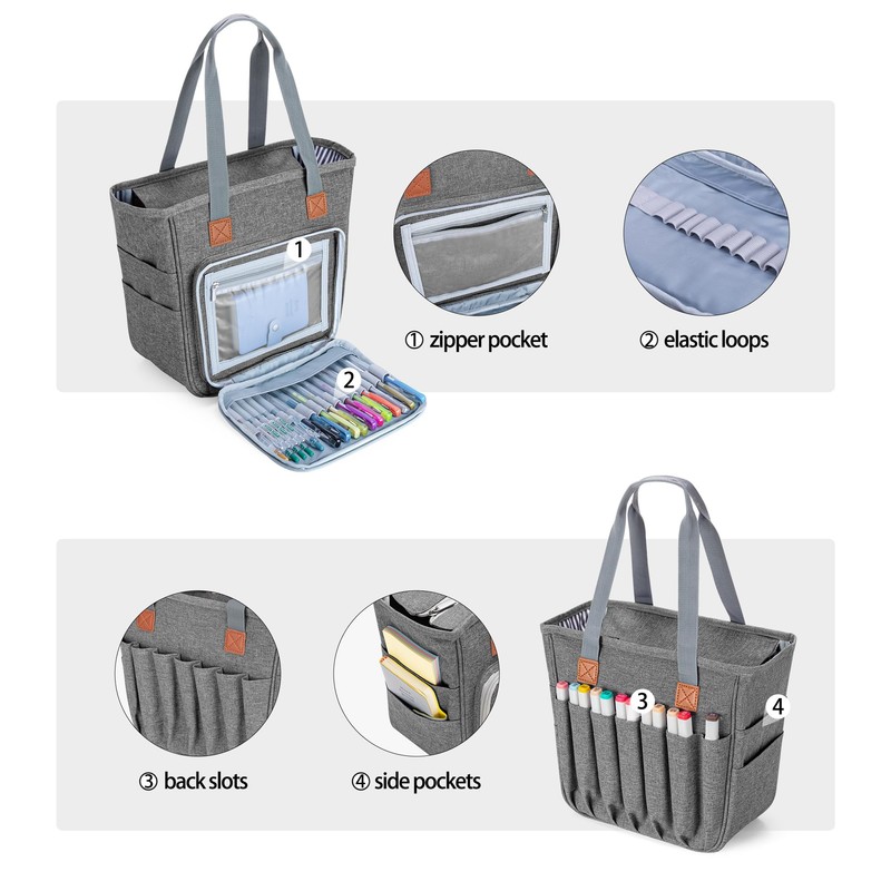Luxja Bible Bag with Multiple Pockets for Bible Study Items,