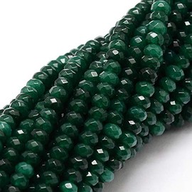 Perlin Gemstone Beads Agate Stone 4 mm Fir Green 30 Pieces Faceted Rondelle Gemstones Semi-Precious Stone Jewellery Beads G10