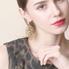 Bonaluna Filigree Leaf Shaped Dangle Drop Statement Earrings for Women
