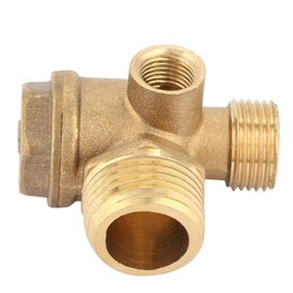 Air Compressor Check Valve, 3 Way Brass Air Compressor Male Thread Check Valve Brass Check Valve Pipe Connection Tool Three Male Thread Connectors for Pipe Air Pressure Tank Compres