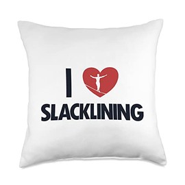Slackline Kit Indoor Highline Gifts for Beginners I Love Trainer Monkey Slackline Throw Pillow, 18x18, Multicolor