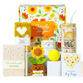 Self Care Gifts for Women: 10PCS Hug in a Box Basket Sympathy Gift for Women, Get Well Soon Care Package Spa Gift Set, Unique Think of You Gift Kits for Her Mom Friends Wife Girlfriend Sister