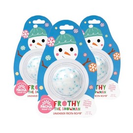 Pacha SOAP Holiday Bath Bomb Card 3 Pack, Frothy The Snowman, Moisturizing, Pacha Peaces Variety, Naturally Derived & Handcrafted in The USA