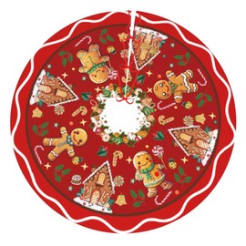 Gingerbread Man Candy Christmas Tree Skirt Xmas Tree Mat Christmas Tree Ornaments Decorations Holiday Party Indoor Outdoor 48"