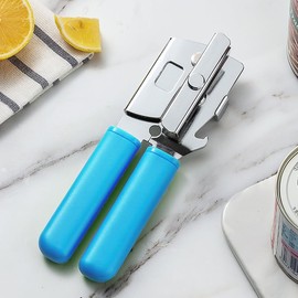 Simple Steel Can Opener - Sturdy Metal Manual Lid Opener, Long-Lasting, Durable, Turn Knob, Tough & Sharp Tin Puncture Teeth Rollers, Non-Slip ABS Grip Handles, Rustproof, Bottles, Jars, Colour Range