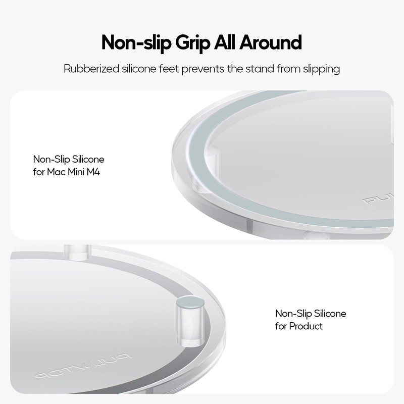 PULWTOP Clear Acrylic Desk Stand for Mac Mini M4/M4 Pro