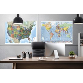 27.5x39.3 World and USA Two Wall Map Set (Paper Folded), Version 2025