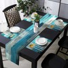 TQFZP Teal Blue Abstract Table Runner and Place Mats Set