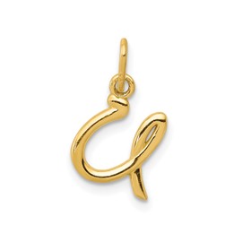 Jewelry Affairs 14K Yellow Gold Script Initial Letter Charm Pendant (Letter U)