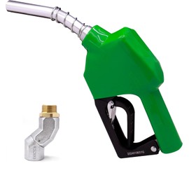 PANCYCW 3/4"Inch NPT Auto Shut Off Green Fuel Nozzle Kit with 360° Hose Swivel Fuel Transfer Pump Nozzle Fitting Connecter 13/16"Spout 16 GPM Flow Rate Mess-Free Refueling for Gasoline Diesel Kerosene