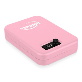 TENAMIC Pistol Safe, Portable Travel Gun Safe, Solid Steel Handgun Lock Box for Home, Gun Safes for Car, Pink