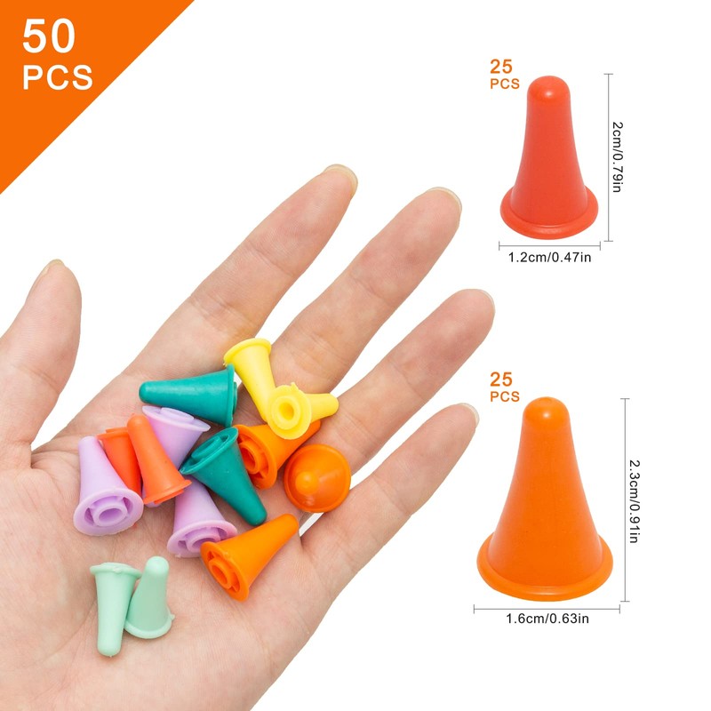 FRUHLING Pack of 50 Colourful Knitting Needles Point Protection Mesh