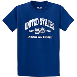 Joe's USA United States Established 1776-4th of July USA Flag T-Shirts (2XL-Royal)