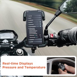 OBEST Motorcycle Tire Pressure Monitoring System, Tire Pressure and Temperature Alarm, Bluetooth Motorcycle TPMS with 2 External Sensors, Support iOS and Android, for Smart Bike, Motorcycle, Bicycle