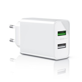 CSL USB Charger 30 W QC 3.0 2 Port Power Supply Including Quick Charging Function Smart Charge Solid Charge Intelligent Charging White