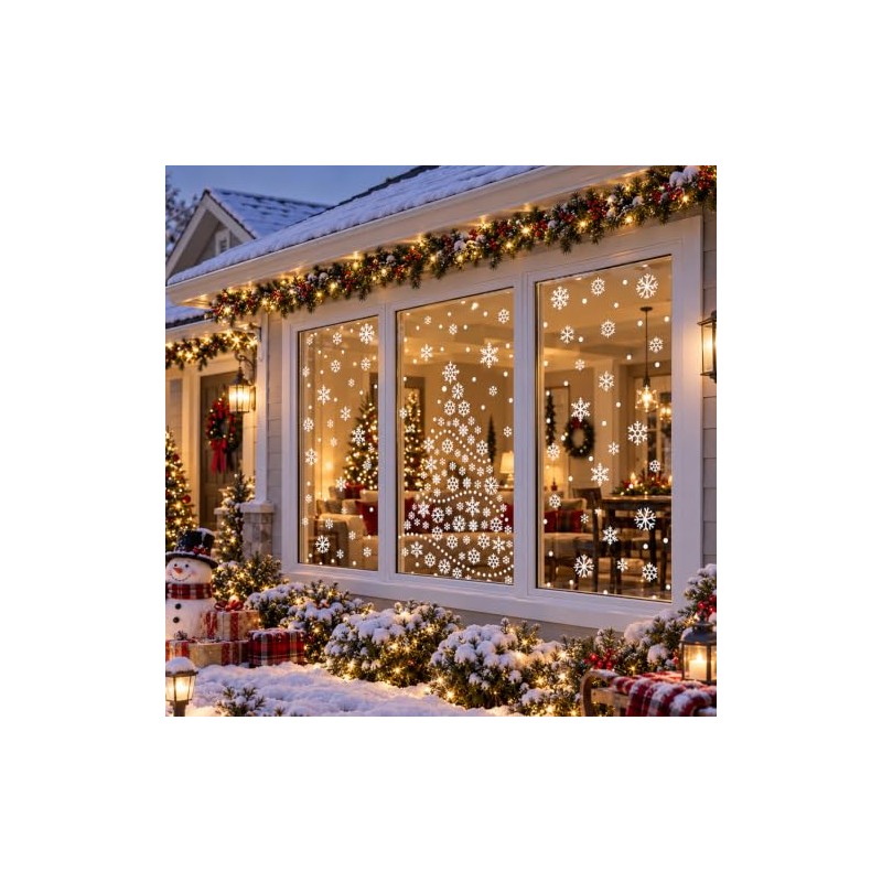 116PCS Adornos Navideños para Ventanas, Navideñas Copos de Nieve