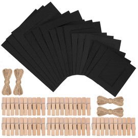 GLARKS 105pcs 76.2/101.6/127/152.4/177.8mm Cardboard Picture Frames, Black DIY Cardboard Photo Hanging Display, Paper Picture Frame with Clips and Strings for Home School Party Office Wall Decor