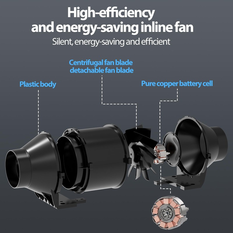 Toolazy Pro 6" Inline Duct Fan 405 CFM with 0-100%