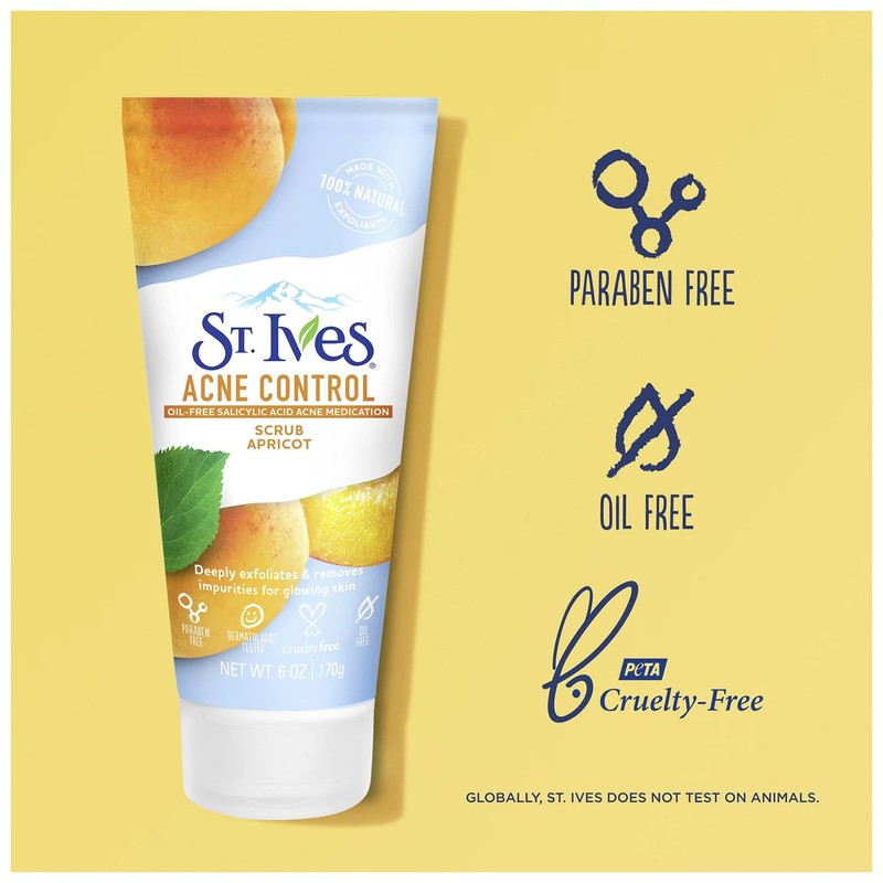 St. Ives Acne Control Face Scrub, Apricot, 6 oz