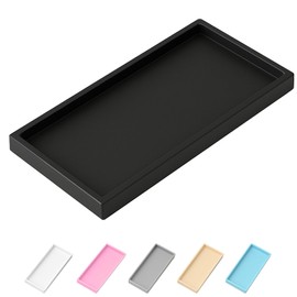 Mriluvy Vanity and Bathroom Tray, 7.7" ABS Countertop Organizer,Waterproof Vanity Tray for Toilet Tank,Perfume,Soap,Keys,Bathroom Accessories,Kitchen and Bath Trays,Non Slip Small Trays,Black