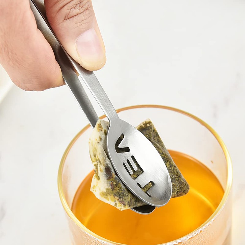DonLeeving 4 Pcs Tea Bag Squeezer Tongs Stainless Steel Tea