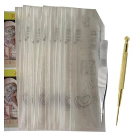 Ear Jewelry, Ear Seal, Ear Jewelry, Titanium, Seal, Ceramic, Gold Granular, Transparent, Clear Ear Seal Only, Jewelry, Ear Jewelry Seal, Parts, Tweezers and Confirmation Sticks Included (Gold Beads