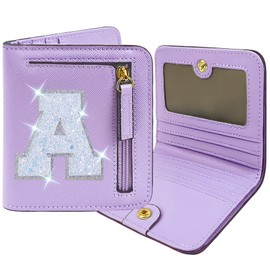 COSHAYSOO Initial RFID Wallet Small Teen Girl Gifts Trendy Stuff Women Birthday Graduation Christmas Gift Idea for Girls 6 7 8 9 10 11 12 13 14 Year Old Preppy Cute Girly Travel Necessities Purple A