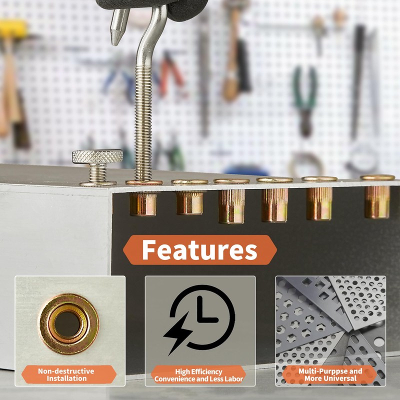 Rivet Nut Installation Tool Set Flat Head Rivnut Threaded Insert