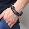 To My Son Cross Bracelet For Men, Double-Row Black Agate
