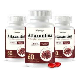 3 Astaxantina 12mg 60 Cápsulas Blandas Antioxidante