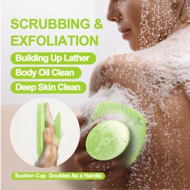 ARIOSOX Silicone Body Scrubber, Gentle Texture Exfoliating Body Scrubber for Men and Women On Sensitive Skin, Soft Scrubber Produces Rich Form and Builds Up Lather, Getting a Deep Skin Clean (Green)