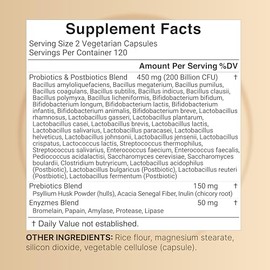 NatureBell Probiotic 200 Billion CFU – 40 Strains Per Serving | 240 Veggie Capsules with Prebiotics and Probiotics – Full Spectrum Complex with Enzyme