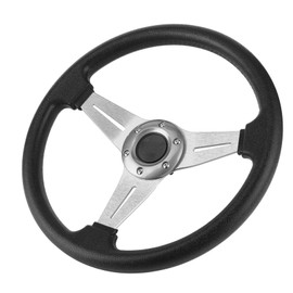 Steering Wheel, 14 Inches/350 mm Universal Deep Dish 6 Screws Handle Racing Car Sports Steering Wheel Car Modified Accessories for Vehicle and Racing Car [Silver]