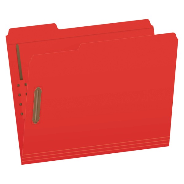 Pendaflex Fastener Folders, 2 Fasteners, Letter Size, Red, 1/3 Cut