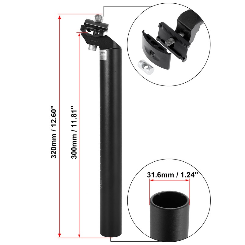 X AUTOHAUX 31.6x300mm Bicycle Seat Post Aluminum Alloy Adjustable with