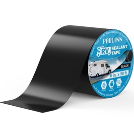 PAULINN Butyl Sealant Waterproof Tape, 6 Inch X 50 Foot Camper Roofing Tape Black, UV & Weatherproof Roof Seal Tape for RV Camper Trailer Boat Window Sealing Leak Repair