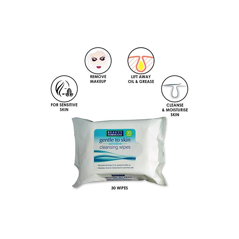 Beauty Formulas Gentle To Skin Sensitive Cleansing Wipes 30'S