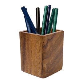 Sixfolo Holz Stifteköcher Quadratisch Stiftehalter aus Walnussholz Vintage Stifteköcher Holz Multifunktionaler Schreibtisch Organizer für Organizer Stifte Kugelschreiber, Make-up Pinsel(10 * 8 * 8cm)