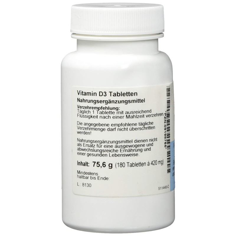 Vitamin D3 Tabletten, 180 Tabletten (75.6 g)