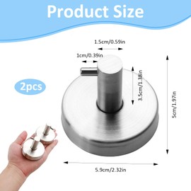 Suction Cup Hook, Stainless Steel Suction Hook, Extra Strong, Waterproof Vacuum Towel Holder, Suction Cup, Reusable Towel Holder, No Drilling for Bathroom and Kitchen, Load Capacity up to 5 kg (Pack