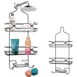Vilde Shower Shelf for Hanging Rain Shower Set Organiser for Bathroom Accessories Black Metal 61 x 28.5 x 12.5 cm
