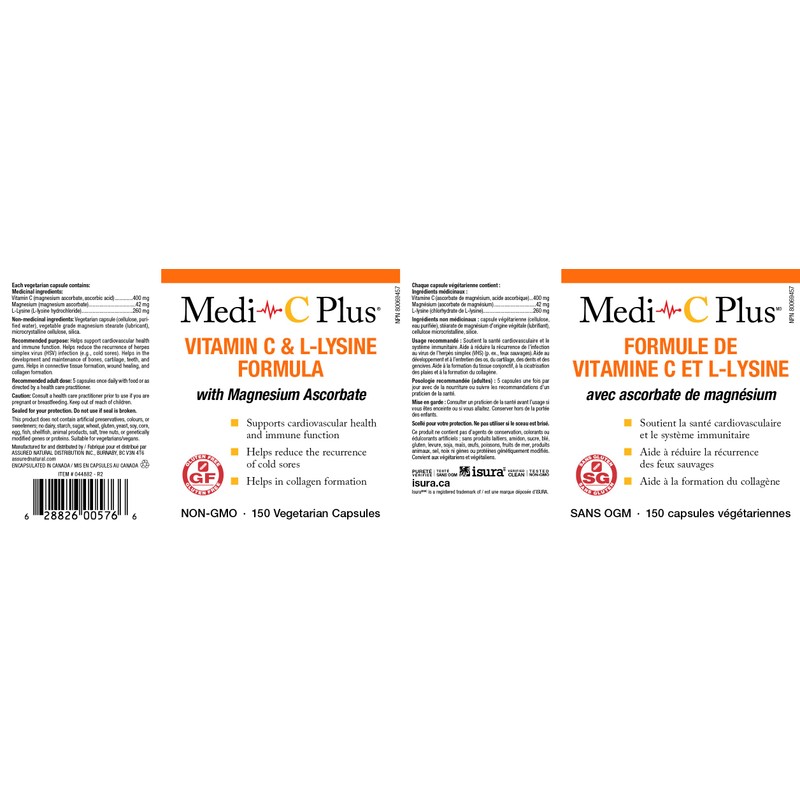 Medi-C Plus Medi-C Plus Vitamin C & L-Lysine Formula with