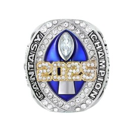 K-toobeely 2025 Fantasy Football Championship Ring with Box League Champion Trophy Rings Premium Award for Winne (Blue, 11)