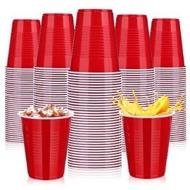 Dualshine 100 Pack Red Plastic Cups 18 oz, Disposable Heavy Duty Drinking Cups for Party, Graduation Shot Cup for Christmas Wedding Birthday Beer Taste Serving Snack Sample Tastings Barbecues Picnic