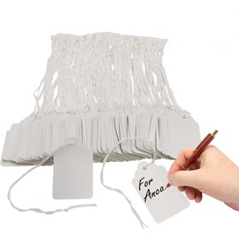 Price Tags with Strings Attached, 1000pcs Marking White Merchandise Hang Tags Labels for Goods Gifts Jewelry Clothing Garage Yard Rummage Sale Supplies 1-3/8 x 2-1/8 (1.37x2.16) inch