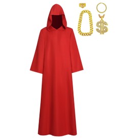 Wandamaga Adult Men Shadow Wizard Money Gang Costume Robe Cape Red/purple/green (S, red)