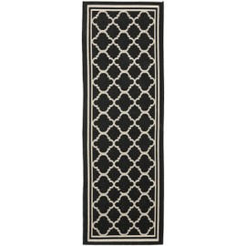 SAFAVIEH Courtyard Collection 2'3" x 14' Black/Beige CY6918 Trellis Indoor/ Outdoor-Waterproof Easy-Cleaning Patio Backyard Mudroom Runner-Rug