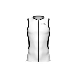 Sparx MenTri Tank Performance Triathlon Top Tri Singlet Men Swim Bike Run, White, Medium